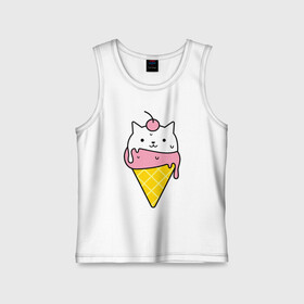 Детская майка хлопок с принтом Ice Cream Cat в Кировске,  |  | animal | cat | cute | ice cream | kitty | meow | друг | животные | киска | кися | китти | кот | котенок | котик | котэ | кошечка | кошка | мороженое | мур | мяу | питомец