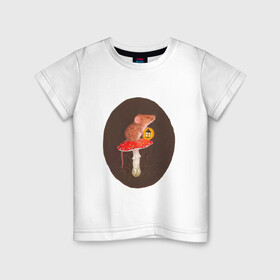 Детская футболка хлопок с принтом Ночное путешествие в Кировске, 100% хлопок | круглый вырез горловины, полуприлегающий силуэт, длина до линии бедер | арт | гриб | мухомор | мышка | мышь | ночь | природа | рисунок | фонарь