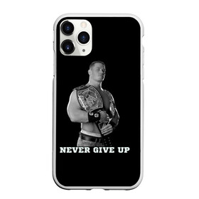 Чехол для iPhone 11 Pro матовый с принтом Never give up в Кировске, Силикон |  | джон сина | знаменитость | никогда не сдавайся | пояс | рестлинг | черно белый