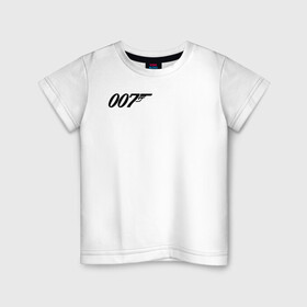 Детская футболка хлопок с принтом 007 лого в Кировске, 100% хлопок | круглый вырез горловины, полуприлегающий силуэт, длина до линии бедер | 007 | bond | james bond | no time to die | бонд | джеймс бонд | кино | не время умирать