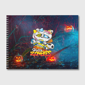Альбом для рисования с принтом Hello Zombies в Кировске, 100% бумага
 | матовая бумага, плотность 200 мг. | hello kitty | hello zombies | зомбак | зомби | китти | ужасы | хеллоуин | хэллоуин
