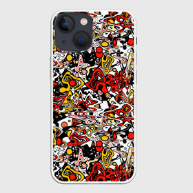 Чехол для iPhone 13 mini с принтом Абстрактный разноцветный узор в Кировске,  |  | абстрактный | граффити | желтый | красный | мазня | молодежный | популярный | разноцветный | рисунок | современный | черный