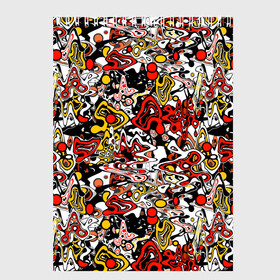 Скетчбук с принтом Абстрактный разноцветный узор в Кировске, 100% бумага
 | 48 листов, плотность листов — 100 г/м2, плотность картонной обложки — 250 г/м2. Листы скреплены сверху удобной пружинной спиралью | Тематика изображения на принте: абстрактный | граффити | желтый | красный | мазня | молодежный | популярный | разноцветный | рисунок | современный | черный