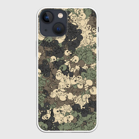 Чехол для iPhone 13 mini с принтом Камуфляжный рисунок из черепов в Кировске,  |  | камо | камуфляж | милитари | паттерн | хаки | череп.скелет
