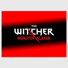 Поздравительная открытка с принтом The Witcher Monster Slayer - Gradient в Кировске, 100% бумага | плотность бумаги 280 г/м2, матовая, на обратной стороне линовка и место для марки
 | game | games | hunt | logo | monster | slayer | the | wild | witcher | ведьмак | градиент | дикая | игра | игры | лого | охота | охотник на монстров