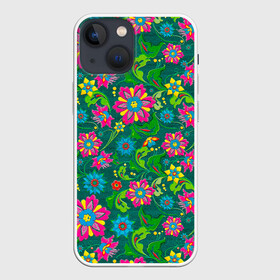 Чехол для iPhone 13 mini с принтом Поле разноцветных цветков в Кировске,  |  | красивые цветы | мозаика | мозаика из цветов | природа | узоры | узоры из цветов | цветочки | цветочная | цветы | цветы арт