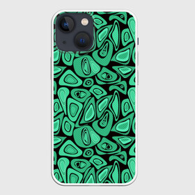 Чехол для iPhone 13 mini с принтом Зеленый абстрактный узор в Кировске,  |  | абстрактный | в горошек | граффити | детский современный | зелено черный | простой | ретро