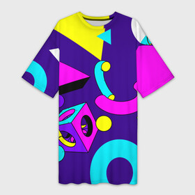 Платье-футболка 3D с принтом Геометрические фигуры в Кировске,  |  | Тематика изображения на принте: геометрический | красочный | мода | разноцветные 90 е | стиль | структура | текстура | ткань | узор | фон | цвет