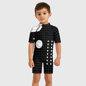 Детский купальный костюм 3D с принтом Черно белые фигуры 3D в Кировске, Полиэстер 85%, Спандекс 15% | застежка на молнии на спине | геометрический | красочный | мода.3d | стиль | структура | текстура | ткань | узор | фон | цвет