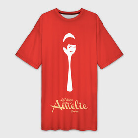 Платье-футболка 3D с принтом Amelie Poulain в Кировске,  |  | amelie | french comedy | reflection | spoon | the fabulous destiny of amelie poulain | амели | комедия | ложка | невероятная судьба амели пулен | отражение | романтическая | французская