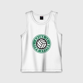 Детская майка хлопок с принтом SPIKE IT VOLLEY BALL в Кировске,  |  | Тематика изображения на принте: starbucks | volleyball | волейбол | мячик | спорт | старбакс