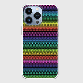 Чехол для iPhone 13 Pro с принтом Этнический радужный орнамент в Кировске,  |  | ажурный | желтый | красный | неоновый | орнамент | полосатый | популярный | радуга | разноцветный | современный | фиолетовый | этнический