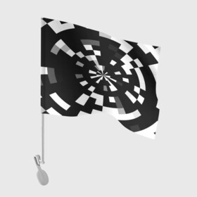 Флаг для автомобиля с принтом Черно-белый фон иллюзии в Кировске, 100% полиэстер | Размер: 30*21 см | абстрактный | геометрический | дизайн | иллюзия | кривая | линии | пиксель | текстура | узор