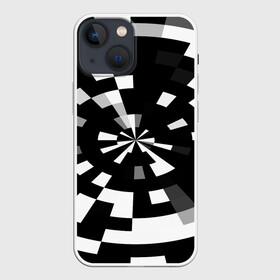 Чехол для iPhone 13 mini с принтом Черно белый фон иллюзии в Кировске,  |  | абстрактный | геометрический | дизайн | иллюзия | кривая | линии | пиксель | текстура | узор