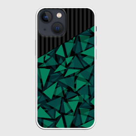 Чехол для iPhone 13 mini с принтом Геометрический узор в Кировске,  |  | геометрический | зеленый | зеленый и черный | изумрудный | комбинированный | мужской | полигональный | полосатый | современный