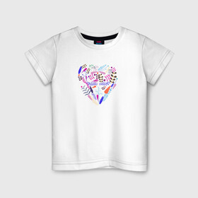 Детская футболка хлопок с принтом сердце из цветов в Кировске, 100% хлопок | круглый вырез горловины, полуприлегающий силуэт, длина до линии бедер | Тематика изображения на принте: лепестки | любовь | растение | сердце | цветы