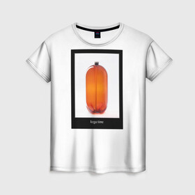 Женская футболка 3D с принтом Собака и кега в Кировске, 100% полиэфир ( синтетическое хлопкоподобное полотно) | прямой крой, круглый вырез горловины, длина до линии бедер | бутылка | демотиватор | мем | собака