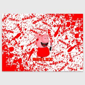 Поздравительная открытка с принтом Roblox piggy/Свинка Пигги. в Кировске, 100% бумага | плотность бумаги 280 г/м2, матовая, на обратной стороне линовка и место для марки
 | Тематика изображения на принте: game | roblox | блок | игра | игрушка | лего | персонажи | персонажи из кубиков | роблокс | робот