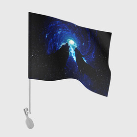 Флаг для автомобиля с принтом КОСМИЧЕСКИЙ ВОЛК в Кировске, 100% полиэстер | Размер: 30*21 см | вой | волк | вселенная | галактика | звёзды | космос