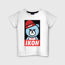 Детская футболка хлопок с принтом IKON YG Bear Dope  в Кировске, 100% хлопок | круглый вырез горловины, полуприлегающий силуэт, длина до линии бедер | ikon yg bear dope | korean | kpop | obey | медведь | подчинись | подчиняйся
