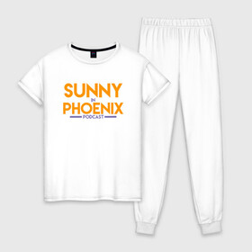 Женская пижама хлопок с принтом Sunny In Phoenix в Кировске, 100% хлопок | брюки и футболка прямого кроя, без карманов, на брюках мягкая резинка на поясе и по низу штанин | Тематика изображения на принте: basketball | mvp | nba | phoenix | sport | streetball | suns | аризона | баскетбол | игра | крис пол | мяч | нба | санс | спорт | стритбол | тренер | финикс | чемпион