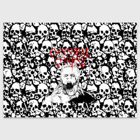 Поздравительная открытка с принтом Cannibal Corpse | Труп Каннибала (Z) в Кировске, 100% бумага | плотность бумаги 280 г/м2, матовая, на обратной стороне линовка и место для марки
 | cannibal | cannibal corpse | corpse | death metal | deathgrind | алекс уэбстер | брутальный дэт метал | дэт метал | дэтграйнд | пол мазуркевич | роб барретт | труп каннибала