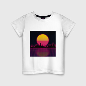 Детская футболка хлопок с принтом Neon City в Кировске, 100% хлопок | круглый вырез горловины, полуприлегающий силуэт, длина до линии бедер | city | neon | retrowave | sunset | город | закат | неон | ретровейв