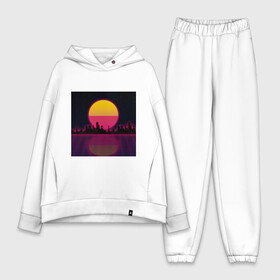 Женский костюм хлопок Oversize с принтом Neon City в Кировске,  |  | city | neon | retrowave | sunset | город | закат | неон | ретровейв