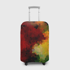 Чехол для чемодана 3D с принтом Абстрактная мазаика витраж     в Кировске, 86% полиэфир, 14% спандекс | двустороннее нанесение принта, прорези для ручек и колес | абстрактный | витраж | желтый | красный | мозаика | разноцветный | современный | соты | текстура