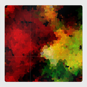 Магнитный плакат 3Х3 с принтом Абстрактная мазаика витраж     в Кировске, Полимерный материал с магнитным слоем | 9 деталей размером 9*9 см | абстрактный | витраж | желтый | красный | мозаика | разноцветный | современный | соты | текстура