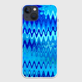 Чехол для iPhone 13 с принтом Синий голубой абстрактный узор в Кировске,  |  | абстрактный | волны | зигзаг | размытый узор | синий | современный