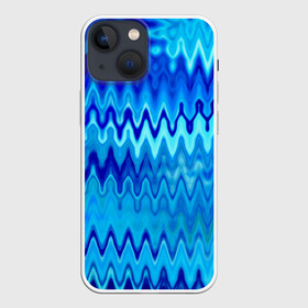Чехол для iPhone 13 mini с принтом Синий голубой абстрактный узор в Кировске,  |  | Тематика изображения на принте: абстрактный | волны | зигзаг | размытый узор | синий | современный