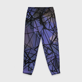 Детские брюки 3D с принтом Синий-бежевый абстрактный узор в Кировске, 100% полиэстер | манжеты по низу, эластичный пояс регулируется шнурком, по бокам два кармана без застежек, внутренняя часть кармана из мелкой сетки | абстрактный | мужской | полигональный узор | синий | современный | текстура | фиолетовый