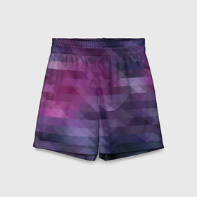 Детские спортивные шорты 3D с принтом Фиолетово-бордовый узор  в Кировске,  100% полиэстер
 | пояс оформлен широкой мягкой резинкой, ткань тянется
 | абстрактный | креативный | молодежный | полигональный популярный | современный | текстура | темно фиолетовый | узор