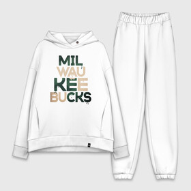 Женский костюм хлопок Oversize с принтом Milwaukee Bucks в Кировске,  |  | antetokounmpo | basketball | bucks | giannis | milwaukee | mvp | nba | sport | streetball | адетокумбо | бакс | баскетбол | игра | милуоки | мяч | нба | олень | спорт | стритбол | тренер | чемпион | янис