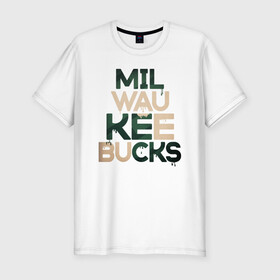 Мужская футболка хлопок Slim с принтом Milwaukee Bucks в Кировске, 92% хлопок, 8% лайкра | приталенный силуэт, круглый вырез ворота, длина до линии бедра, короткий рукав | antetokounmpo | basketball | bucks | giannis | milwaukee | mvp | nba | sport | streetball | адетокумбо | бакс | баскетбол | игра | милуоки | мяч | нба | олень | спорт | стритбол | тренер | чемпион | янис