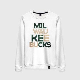 Женский свитшот хлопок с принтом Milwaukee Bucks в Кировске, 100% хлопок | прямой крой, круглый вырез, на манжетах и по низу широкая трикотажная резинка  | antetokounmpo | basketball | bucks | giannis | milwaukee | mvp | nba | sport | streetball | адетокумбо | бакс | баскетбол | игра | милуоки | мяч | нба | олень | спорт | стритбол | тренер | чемпион | янис