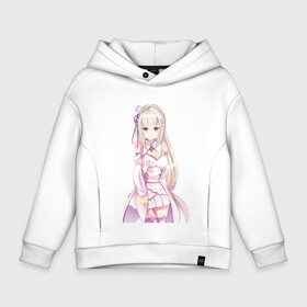 Детское худи Oversize хлопок с принтом Emilia - Re:Zero в Кировске, френч-терри — 70% хлопок, 30% полиэстер. Мягкий теплый начес внутри —100% хлопок | боковые карманы, эластичные манжеты и нижняя кромка, капюшон на магнитной кнопке | emilia | re zero | re: zero | re: zero – жизнь с нуля в другом мире | аниме | вайфу | манга | ре зеро | эмилия