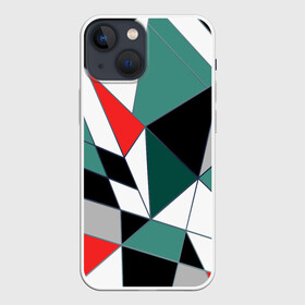 Чехол для iPhone 13 mini с принтом Абстрактный геометрический в Кировске,  |  | абстрактный | ассиметрия | красный | молодежный | полигональный | разноцветный | современный | темный бирюзовый | черный