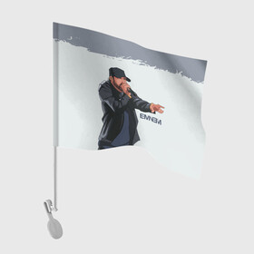 Флаг для автомобиля с принтом EMINEM | ЭМИНЕМ (Z) в Кировске, 100% полиэстер | Размер: 30*21 см | eminem | rap | еминем | зарубежный реп | реп | эминем