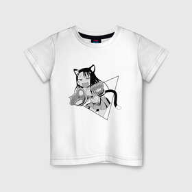 Детская футболка хлопок с принтом Нагаторо-сан кошечка в Кировске, 100% хлопок | круглый вырез горловины, полуприлегающий силуэт, длина до линии бедер | аниме | кошка | нагаторо | неко | садистка | ученица | хаясэ | школьница