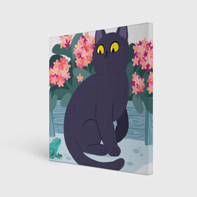 Холст квадратный с принтом Кот, лягушка и клумба в Кировске, 100% ПВХ |  | Тематика изображения на принте: арт | клумба | космос | кот | котейка | кошка | лягушка | рисунок | розовые цветы | розовый цветок | цветы | чёрная кошка | чёрный кот