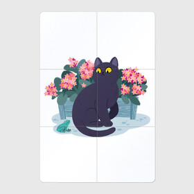 Магнитный плакат 2Х3 с принтом Кот, лягушка и клумба в Кировске, Полимерный материал с магнитным слоем | 6 деталей размером 9*9 см | Тематика изображения на принте: арт | клумба | космос | кот | котейка | кошка | лягушка | рисунок | розовые цветы | розовый цветок | цветы | чёрная кошка | чёрный кот