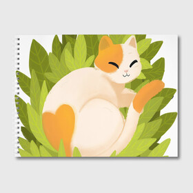 Альбом для рисования с принтом Отдыхающий котя в Кировске, 100% бумага
 | матовая бумага, плотность 200 мг. | Тематика изображения на принте: арт | белая кошка | белый кот | космос | кот | котейка | кошка | листок | листья | рисунок | рыже белая кошка | рыже белый кот | сердечко | сердце