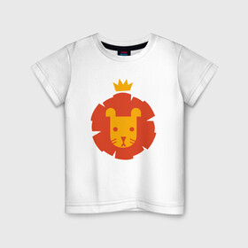 Детская футболка хлопок с принтом King Lion в Кировске, 100% хлопок | круглый вырез горловины, полуприлегающий силуэт, длина до линии бедер | animal | cat | lion | африка | животные | зверь | кот | кошка | лев | львенок | львица | тигр | хищник | царь