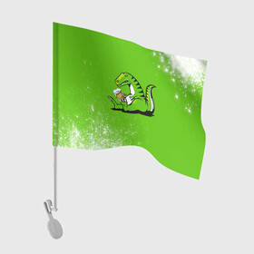Флаг для автомобиля с принтом Пивозавр - Краска в Кировске, 100% полиэстер | Размер: 30*21 см | dinosaur | pivo | pivozavr | взрыв | динозавр | краска | прикол