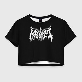 Женская футболка Crop-top 3D с принтом Krypt в Кировске, 100% полиэстер | круглая горловина, длина футболки до линии талии, рукава с отворотами | black metal | krypt | metal | rock | группа | крипт | метал | митол | рок | роцк