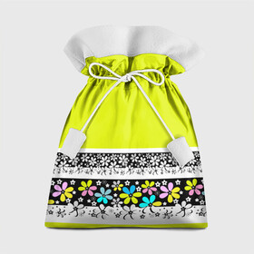 Подарочный 3D мешок с принтом Яркий цветочный узор  в Кировске, 100% полиэстер | Размер: 29*39 см | абстрактный | для детей | зеленый | неоновый зеленый | разноцветный | современный | цветочный узор