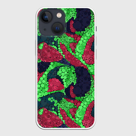 Чехол для iPhone 13 mini с принтом Абстрактный пуантилизм в Кировске,  |  | абстрактный | в горошек | детский | для детей | зеленый | красный | модный | пуантилизм | разноцветный | современный