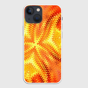 Чехол для iPhone 13 mini с принтом Желто оранжевая абстракция в Кировске,  |  | желто оранжевый | желтый | зигзаги | иллюзия | креативный | летний | осенний | фентези